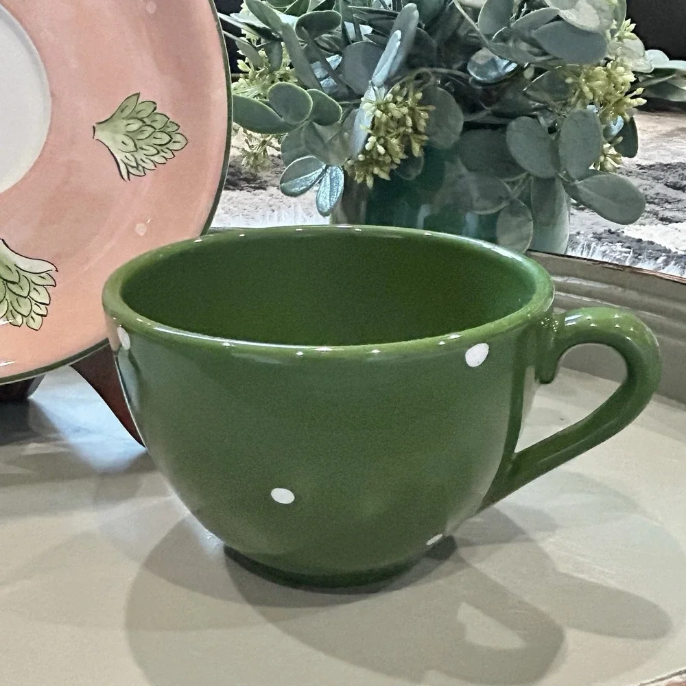 Bois D'Arc Tutti Fruitti by Essex Collection Cup & Saucer Set- Artichoke Design